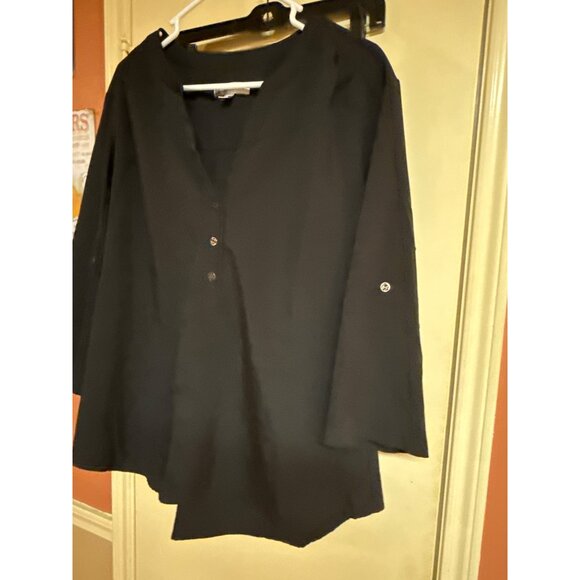 Lilac Bloom Womens XL Black Long Sleeve Button-Up Tunic Top - Picture 5 of 7